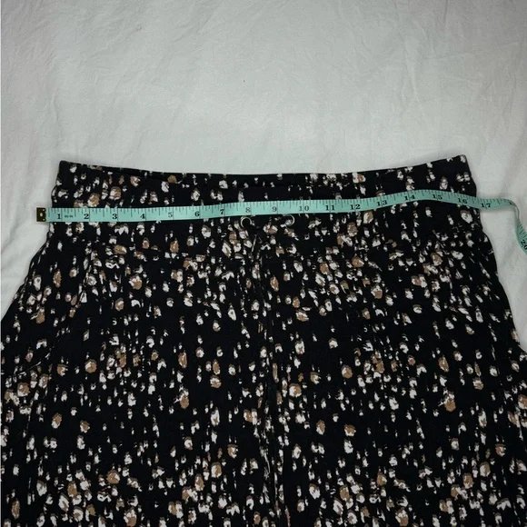 MICHEL STUDIO Maxi Skirt Women’s X Black with Brown/White/Beige Design Leg Slit - Picture 7 of 7